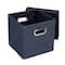 Household Essentials 11.5" Denim Blue Collapsible Cotton Blend Cube Storage Box with Lid, 2ct.